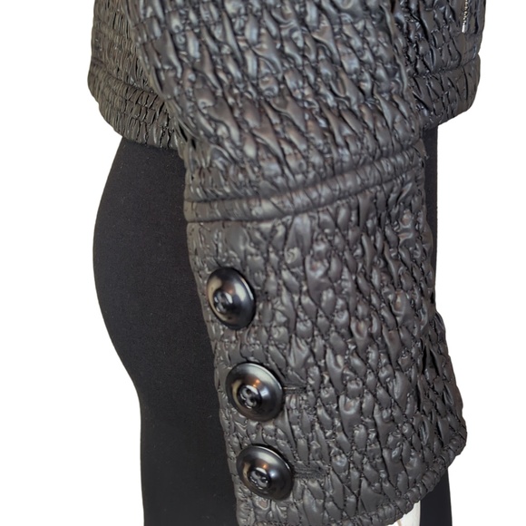 Black Quilted Double Breasted Fall Jacket - Picture 7 of 16